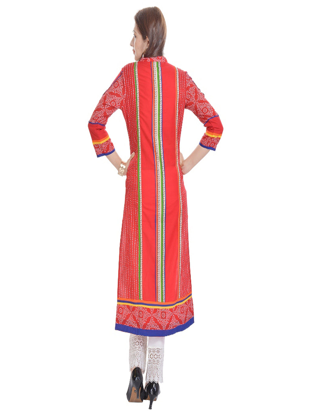 Ethnic Motifs Embroidered Mirror Work Pure Cotton Kurta