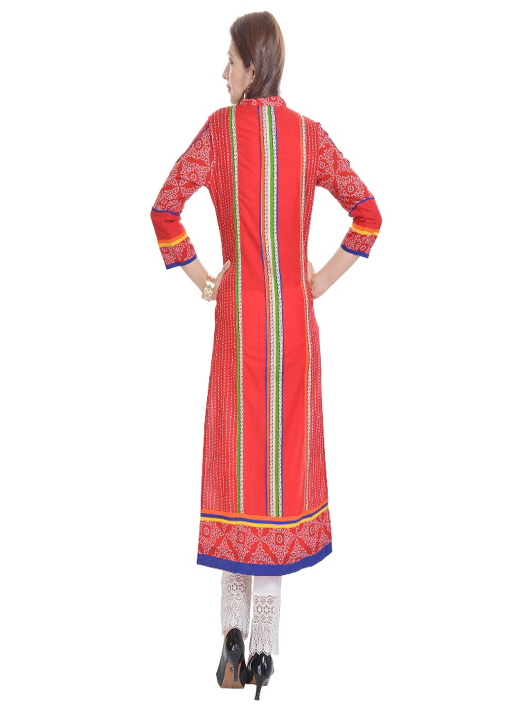Ethnic Motifs Embroidered Mirror Work Pure Cotton Kurta