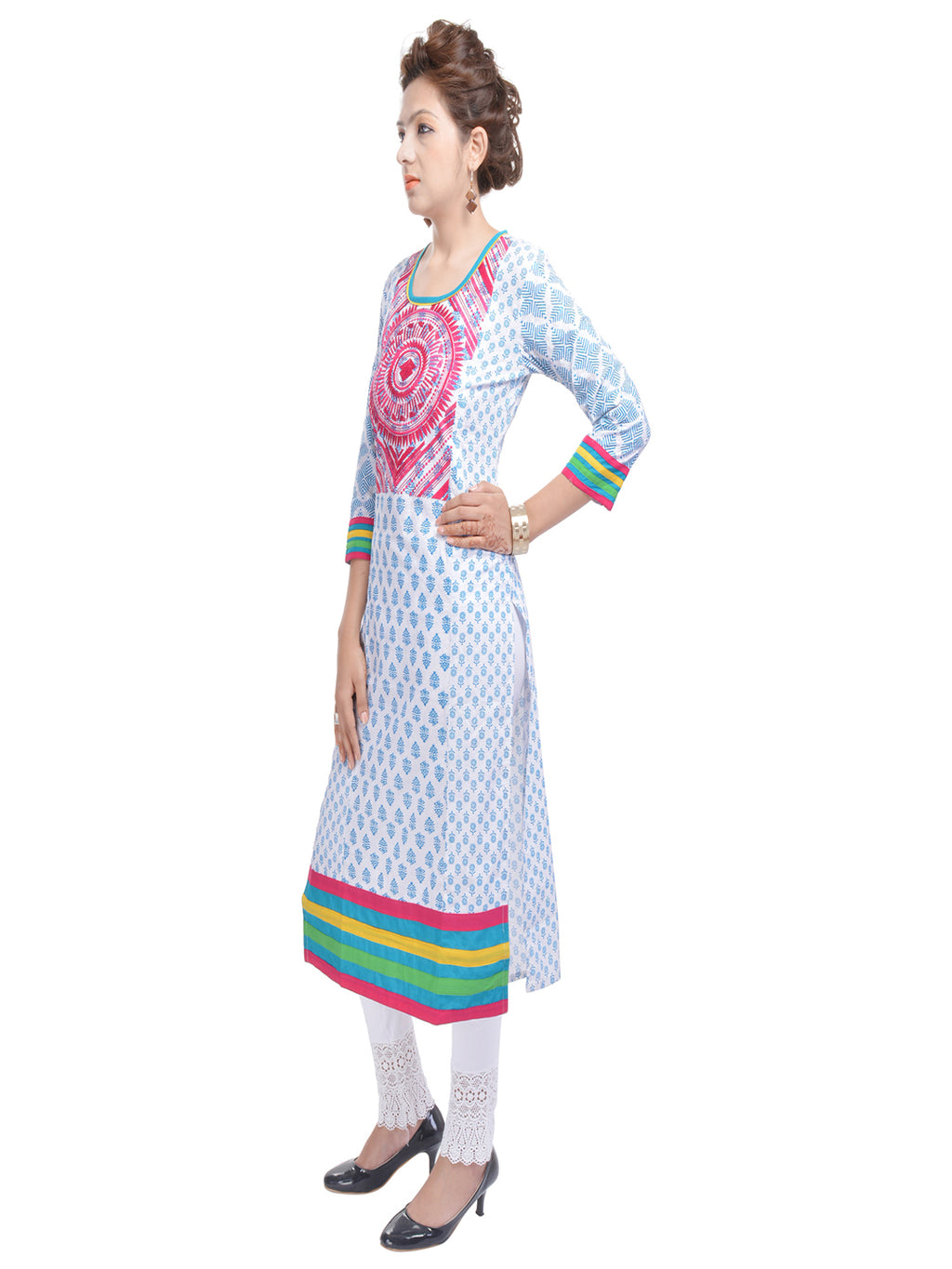 Women Ethnic Motifs Mirror Work Kurta