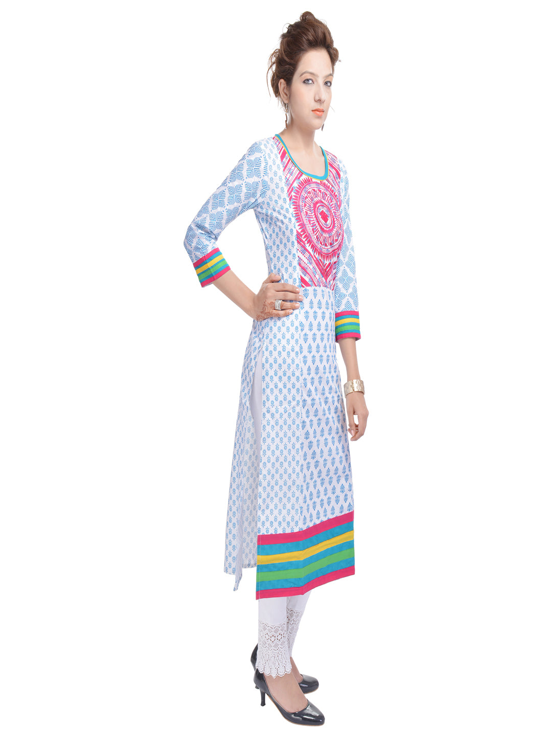 Women Ethnic Motifs Mirror Work Kurta