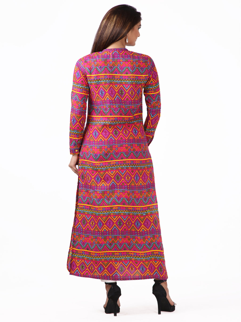 Red Geometric Printed Straight Kurta