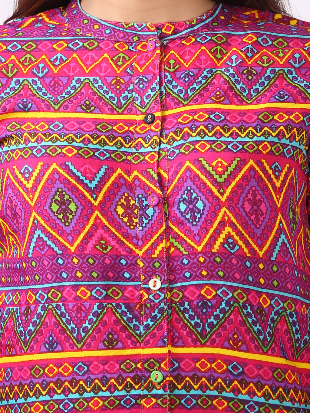 Red Geometric Printed Straight Kurta