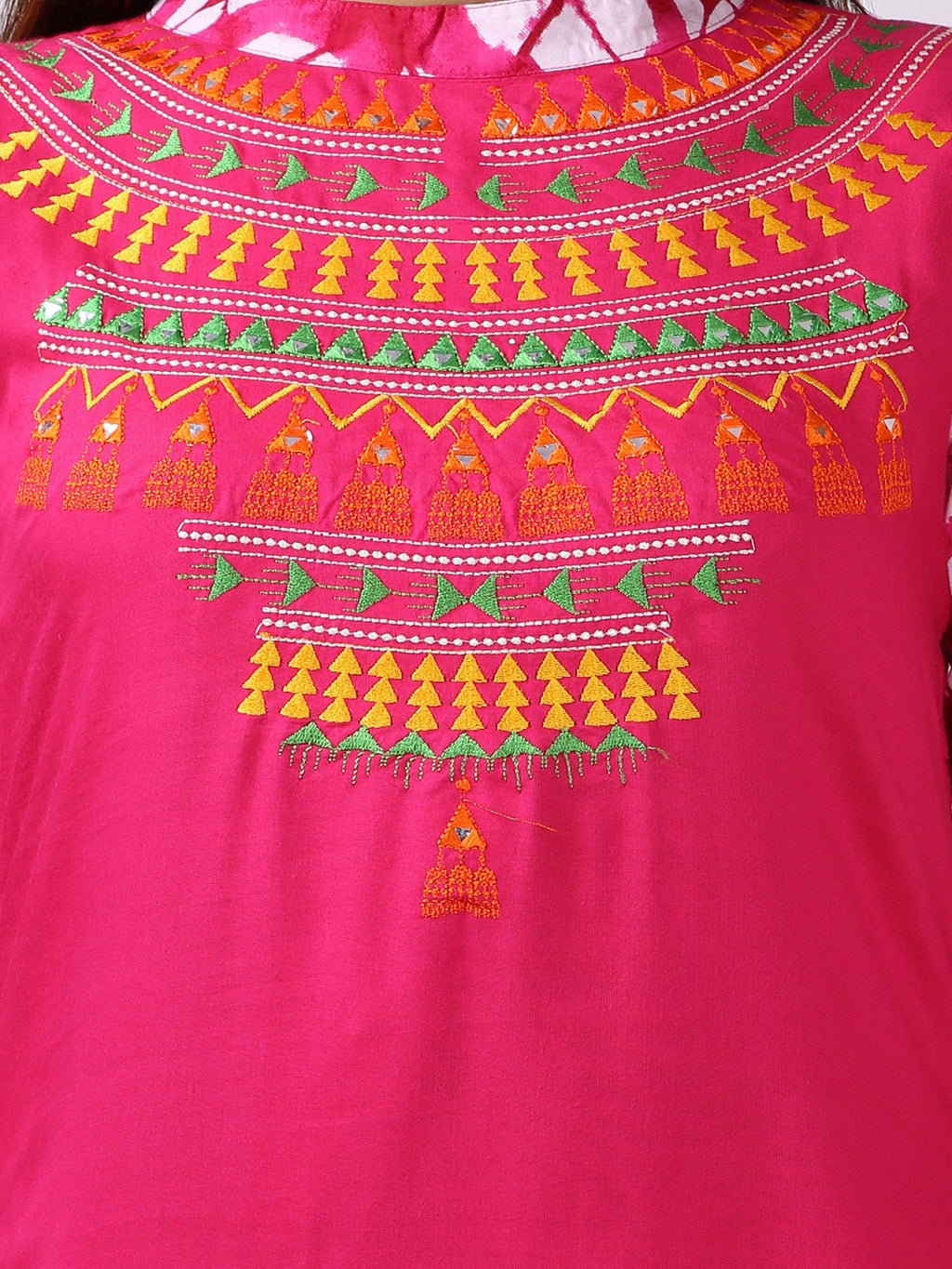 Printed Thread Work A-Line High Low Kurta