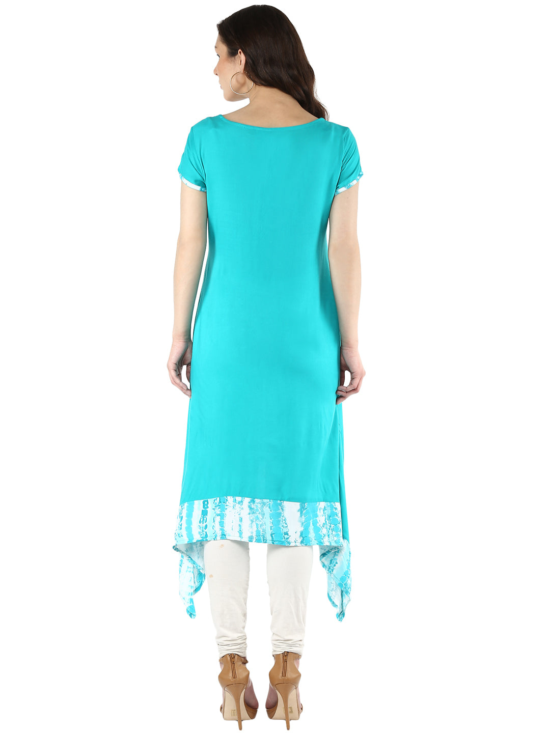 Sea Green Embroidered Asymmetric A-Line Kurta