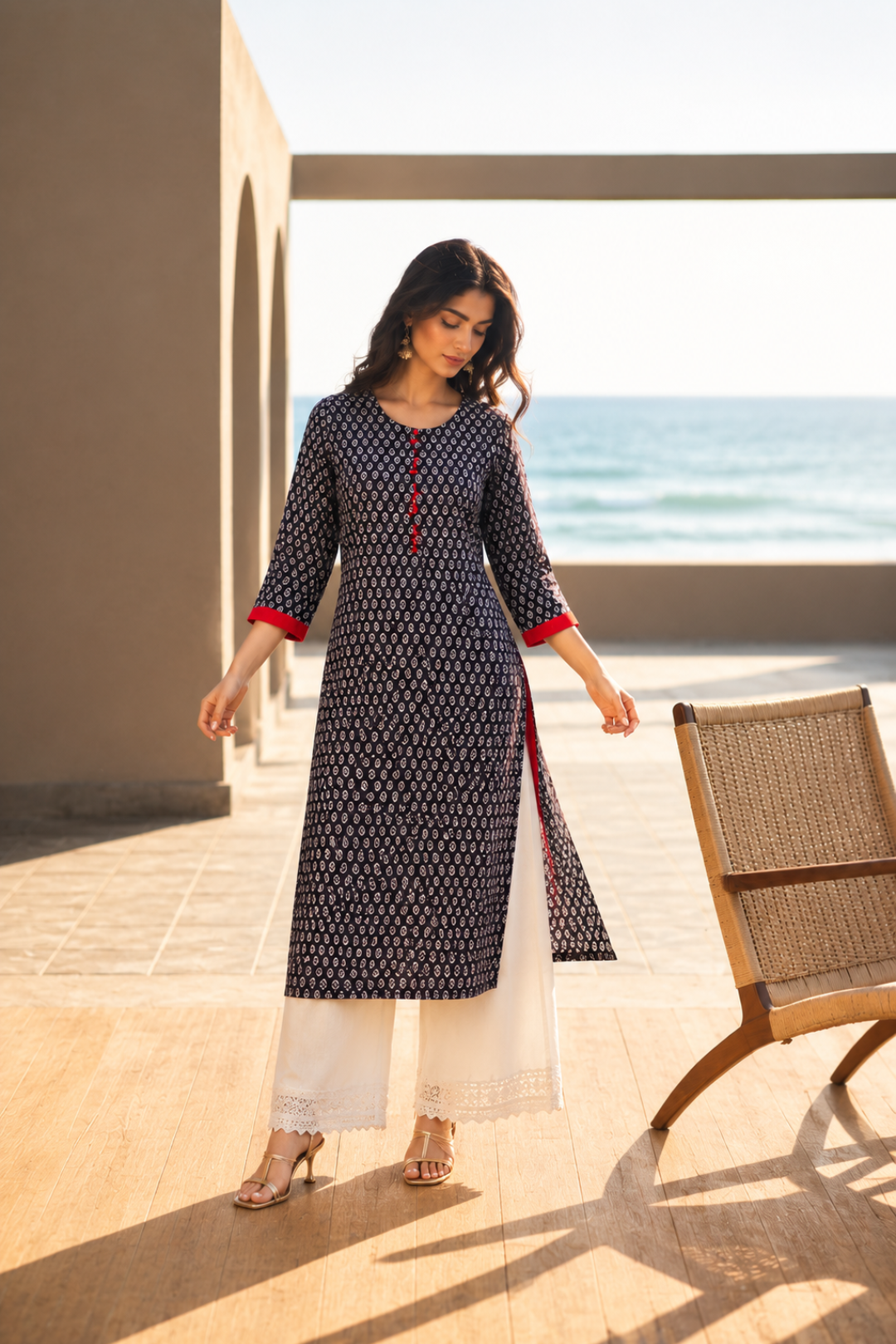 Indigo Hand Block Printed Kurta