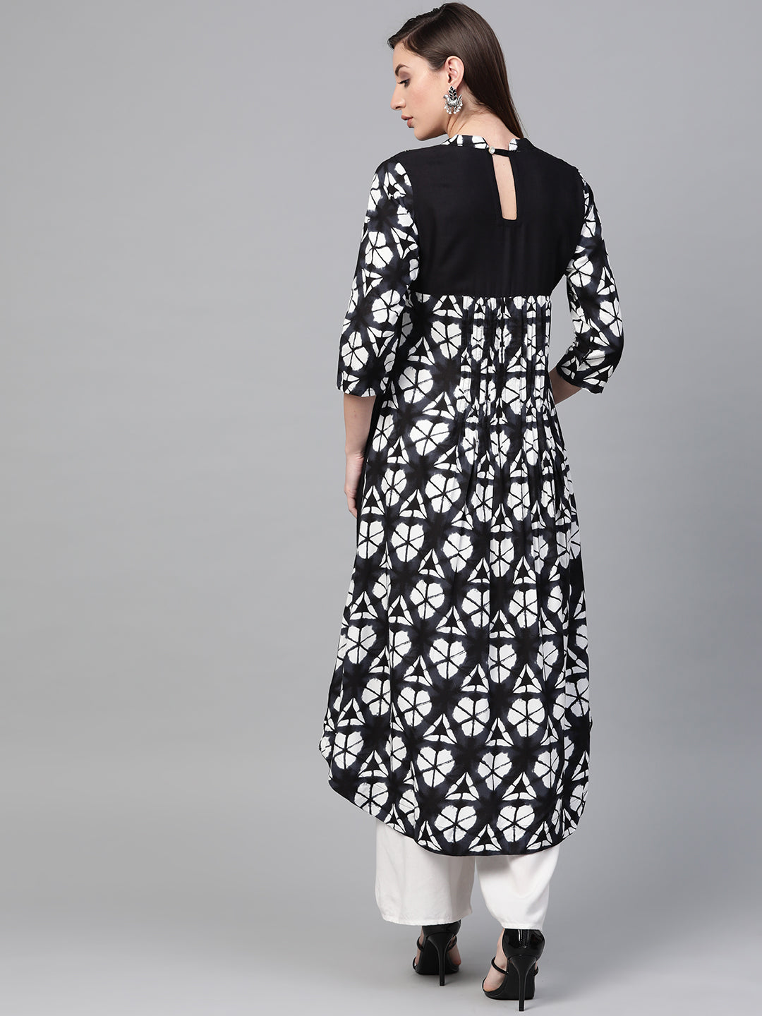 Black Hand Embroidered A-Line Rayon Sustainable Kurta
