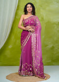 Pink Shaded Chiffon Saree with Gota Patti Jaal Work