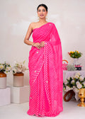 Pink Pure Georgette Leheriya Saree
