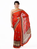Red Hand Embroidered Georgette Saree