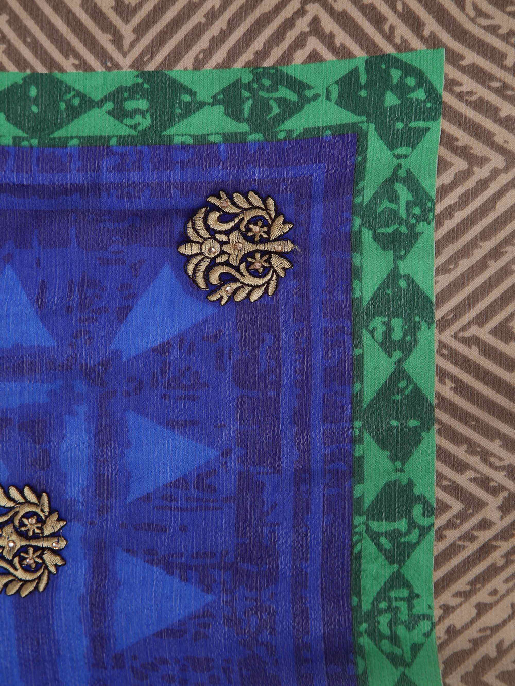 Blue Hand Embroidered Georgette Saree