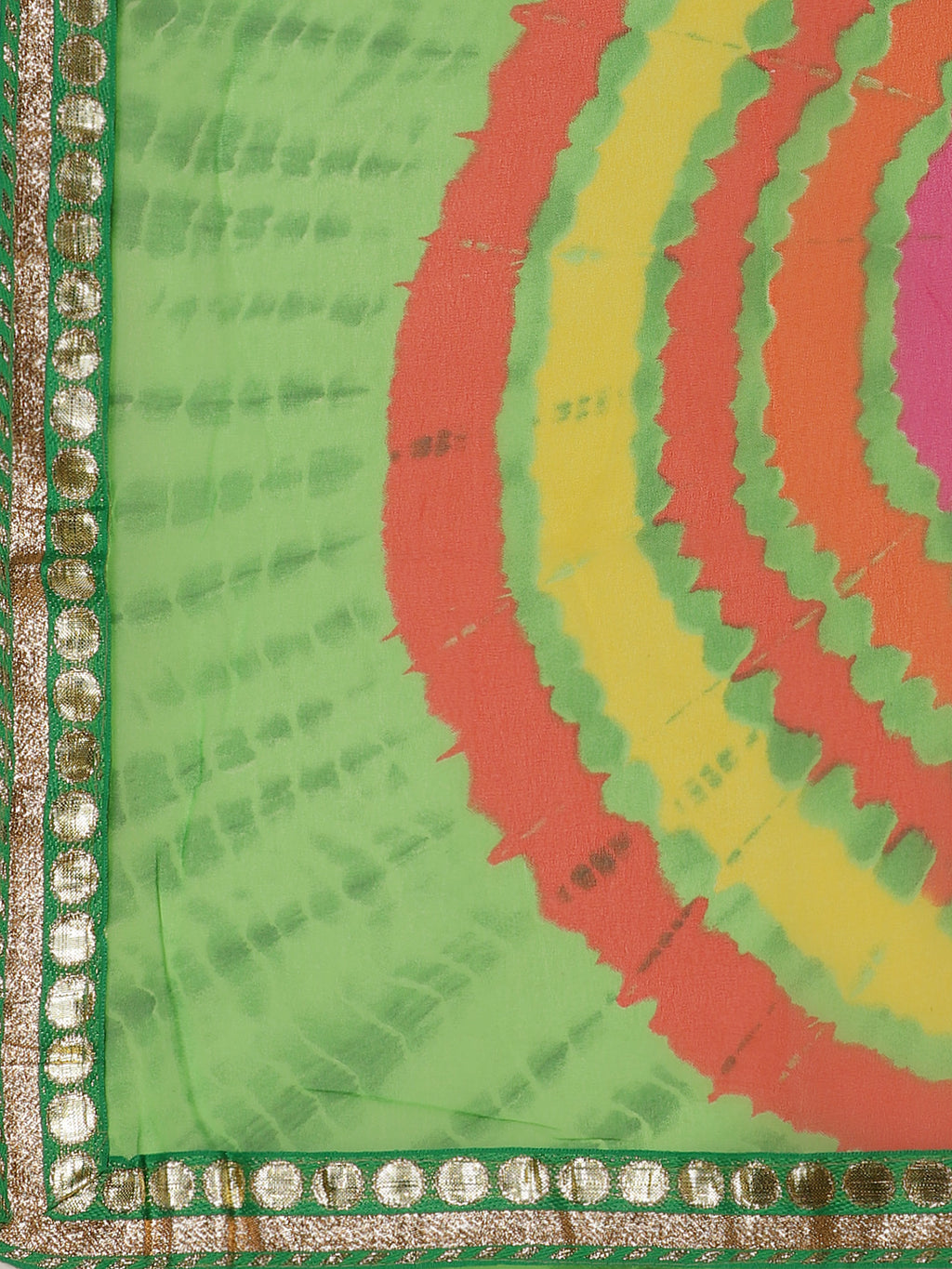 Green Bandhani With Leheriya Georgette Saree