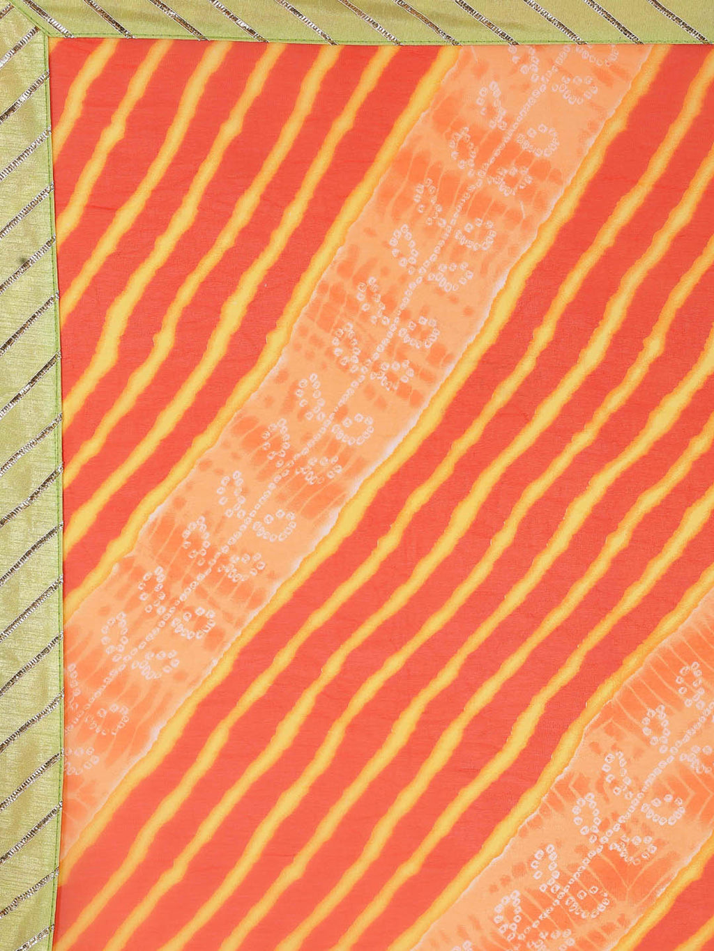 Hand Dyed Orange & Peach Leheriya Chiffon Saree
