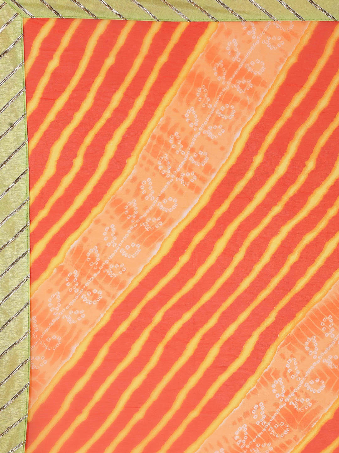Hand Dyed Orange & Peach Leheriya Chiffon Saree