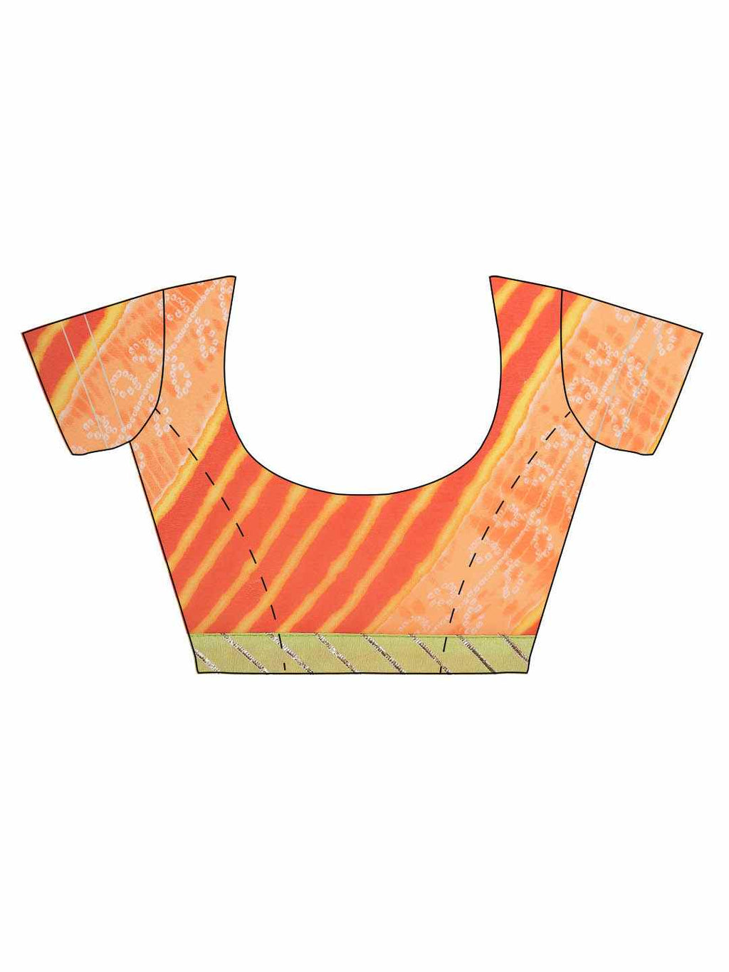 Hand Dyed Orange & Peach Leheriya Chiffon Saree