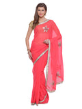 Pink Gota Patti Work Georgette Saree