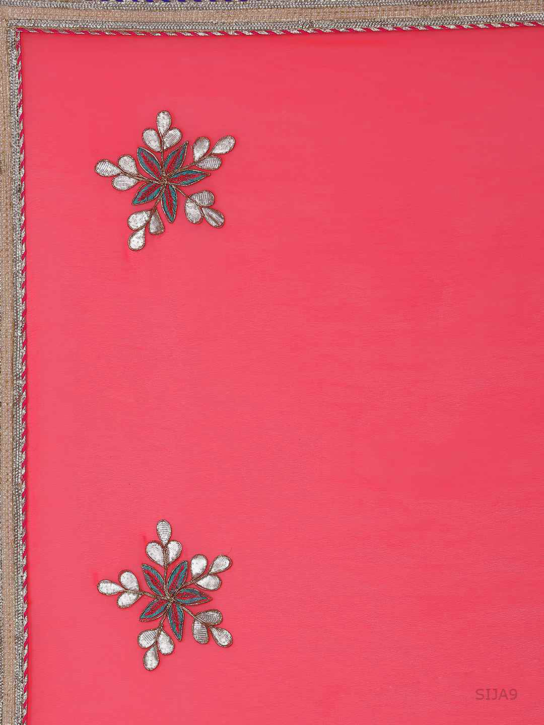 Pink Gota Patti Work Georgette Saree