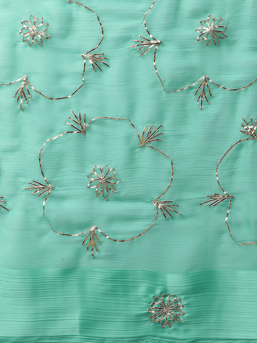 Blue Handcrafted Gota Work Chiffon Saree