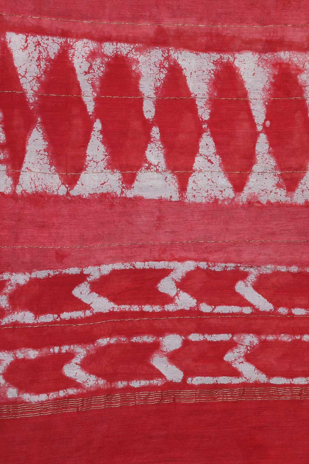 Red Hand Dyed Leheriya Printed Chanderi Saree