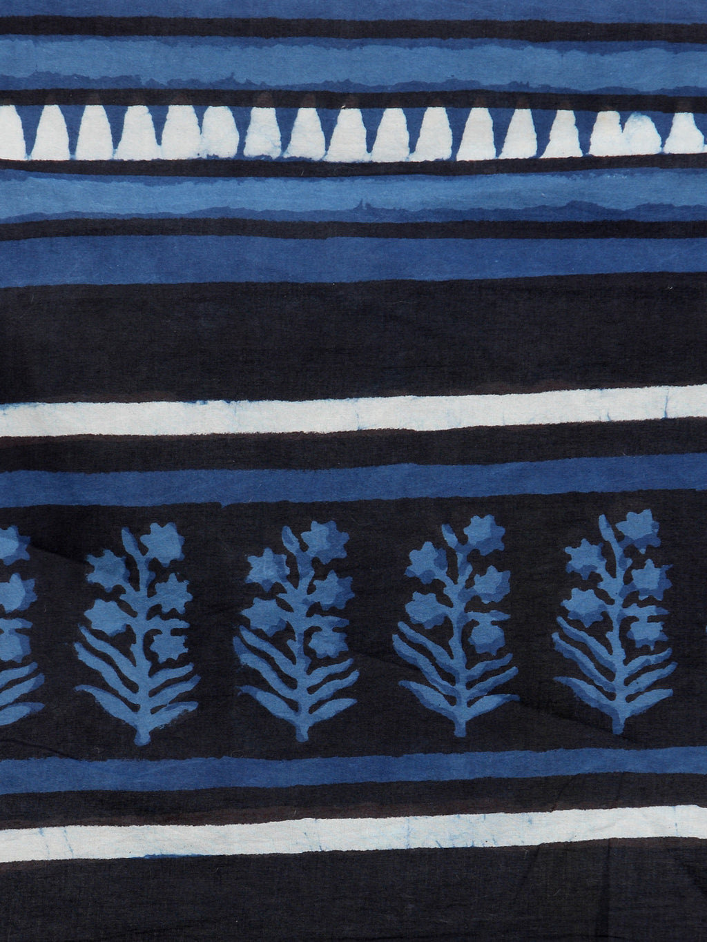 Indigo Bagru Hand-Block Printed Cotton Saree Sustainable