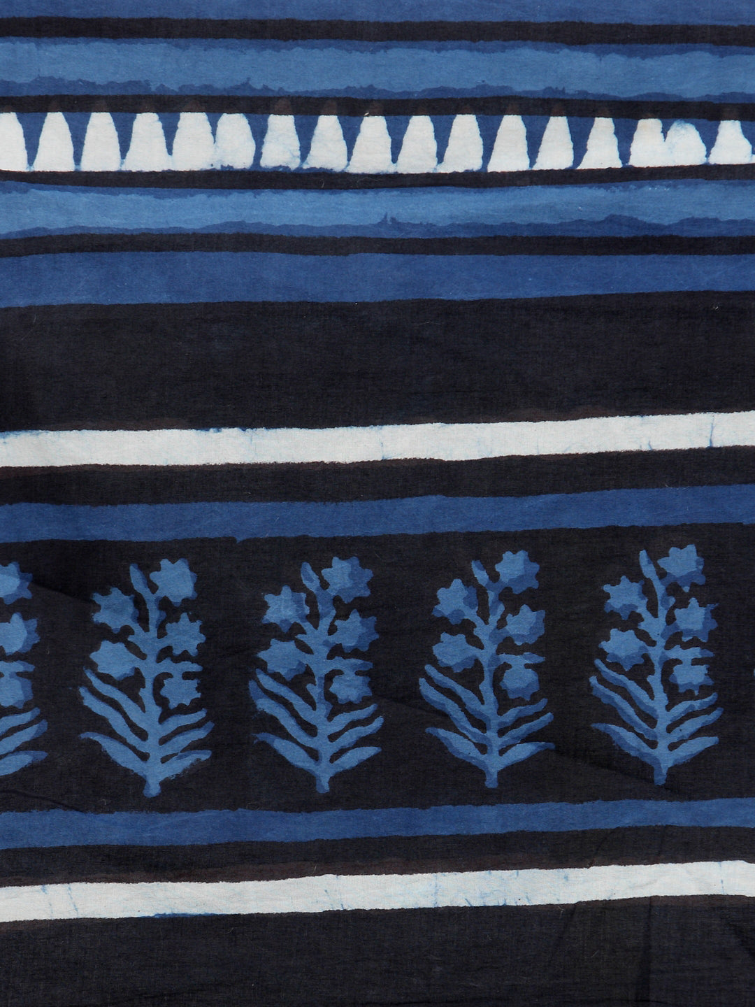 Indigo Bagru Hand-Block Printed Cotton Saree Sustainable
