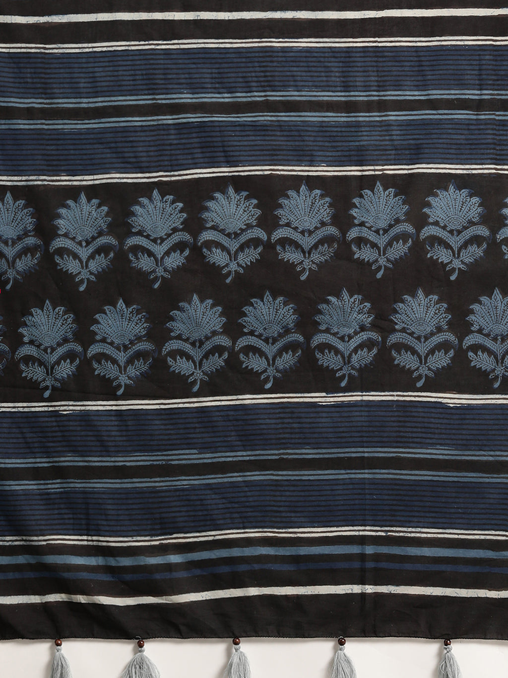 Indigo Hand Block Printed Bagru Cotton Sustainable Saree