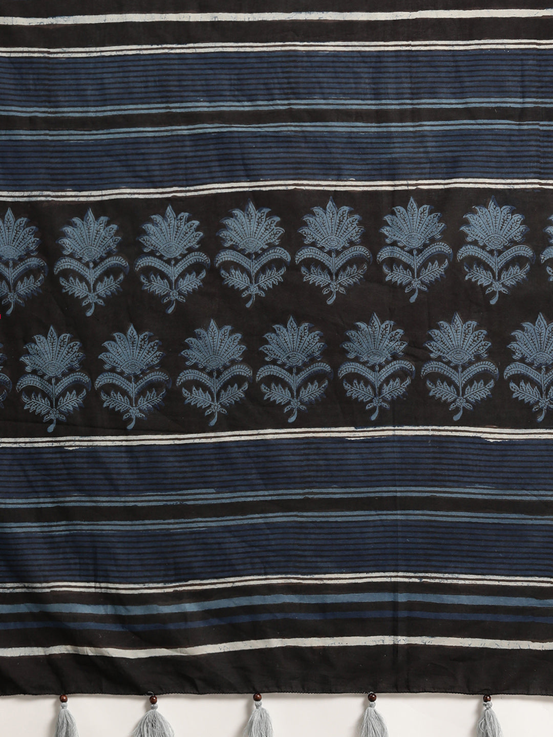 Indigo Hand Block Printed Bagru Cotton Sustainable Saree