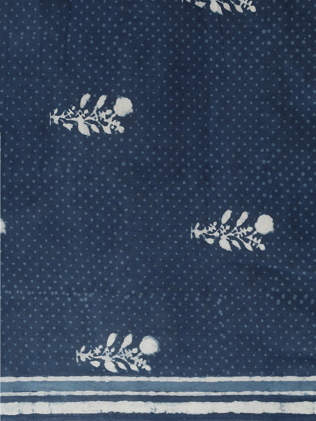 Blue Hand-Block Print Cotton Saree