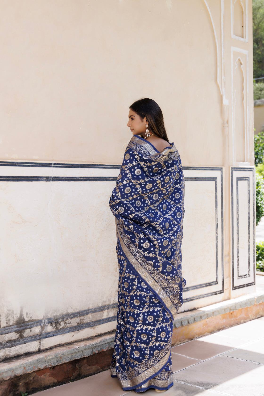 Blue Handwoven Banarasi Bandhani Silk Saree