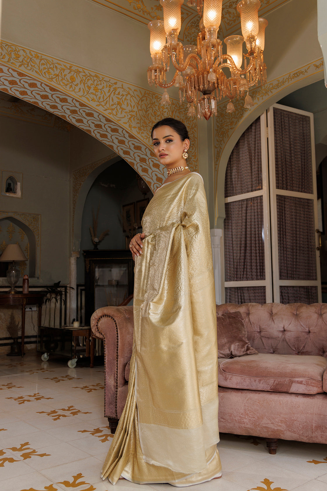 Golden Handwoven Pure Banarasi Zari Silk Saree