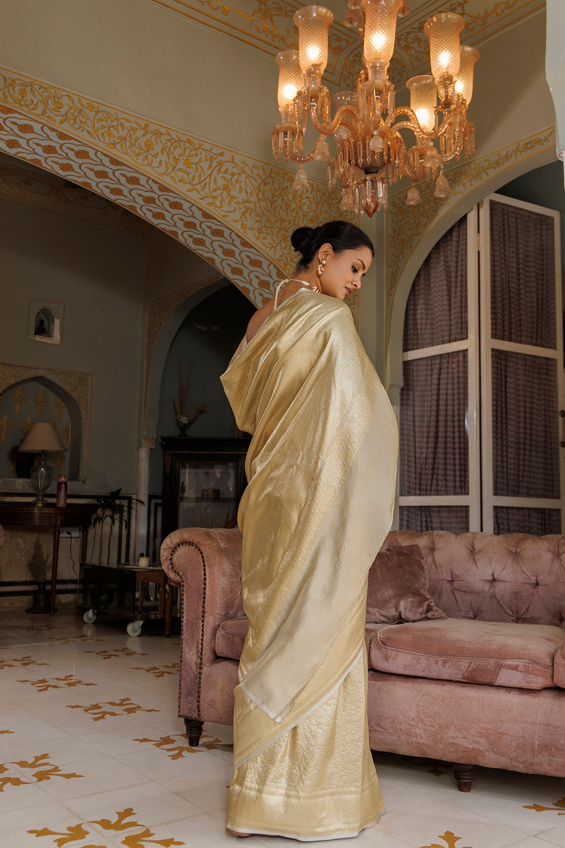 Golden Handwoven Pure Banarasi Zari Silk Saree