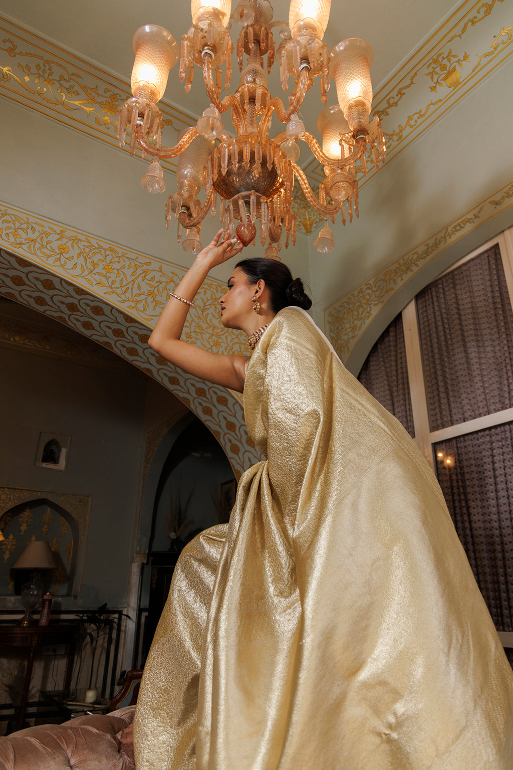 Golden Handwoven Pure Banarasi Zari Silk Saree