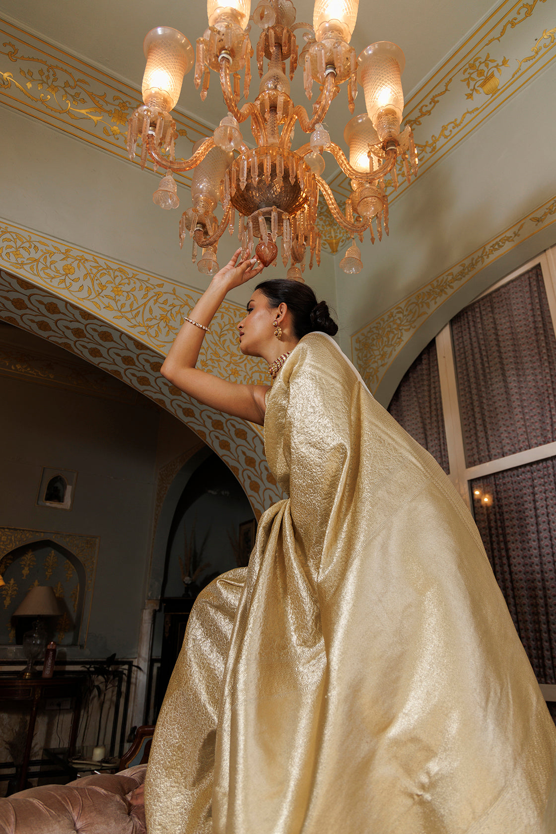 Golden Handwoven Pure Banarasi Zari Silk Saree