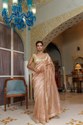 Pastel Pink Pure Banarasi Tissue Handcrafted Gota Patti Saree