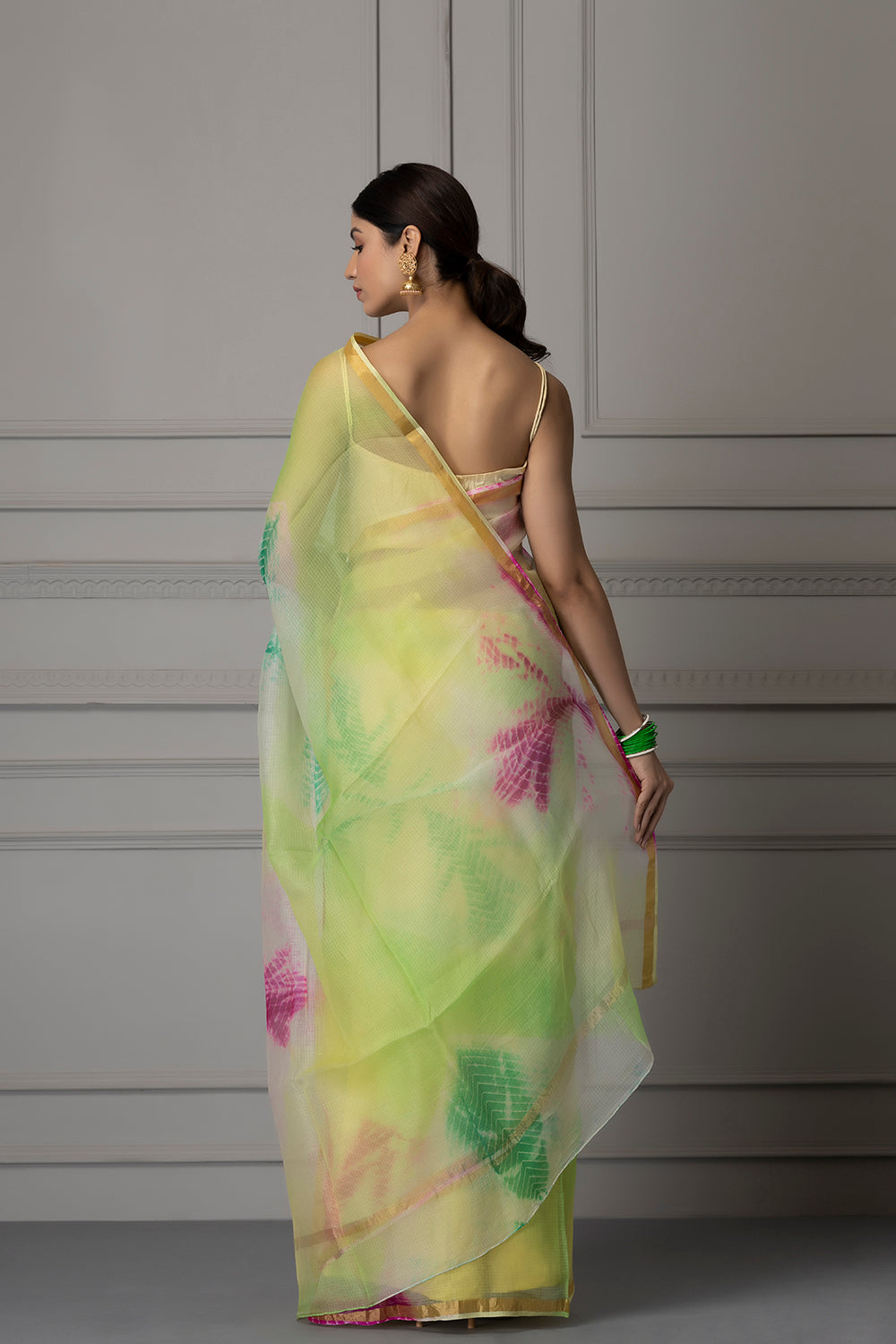 Multi-Color Handcrafted Pure Kota Silk Shibori Bandhani Saree