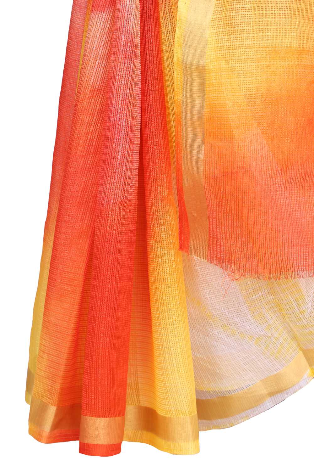 Yellow-Orange Shaded Art Silk Saree