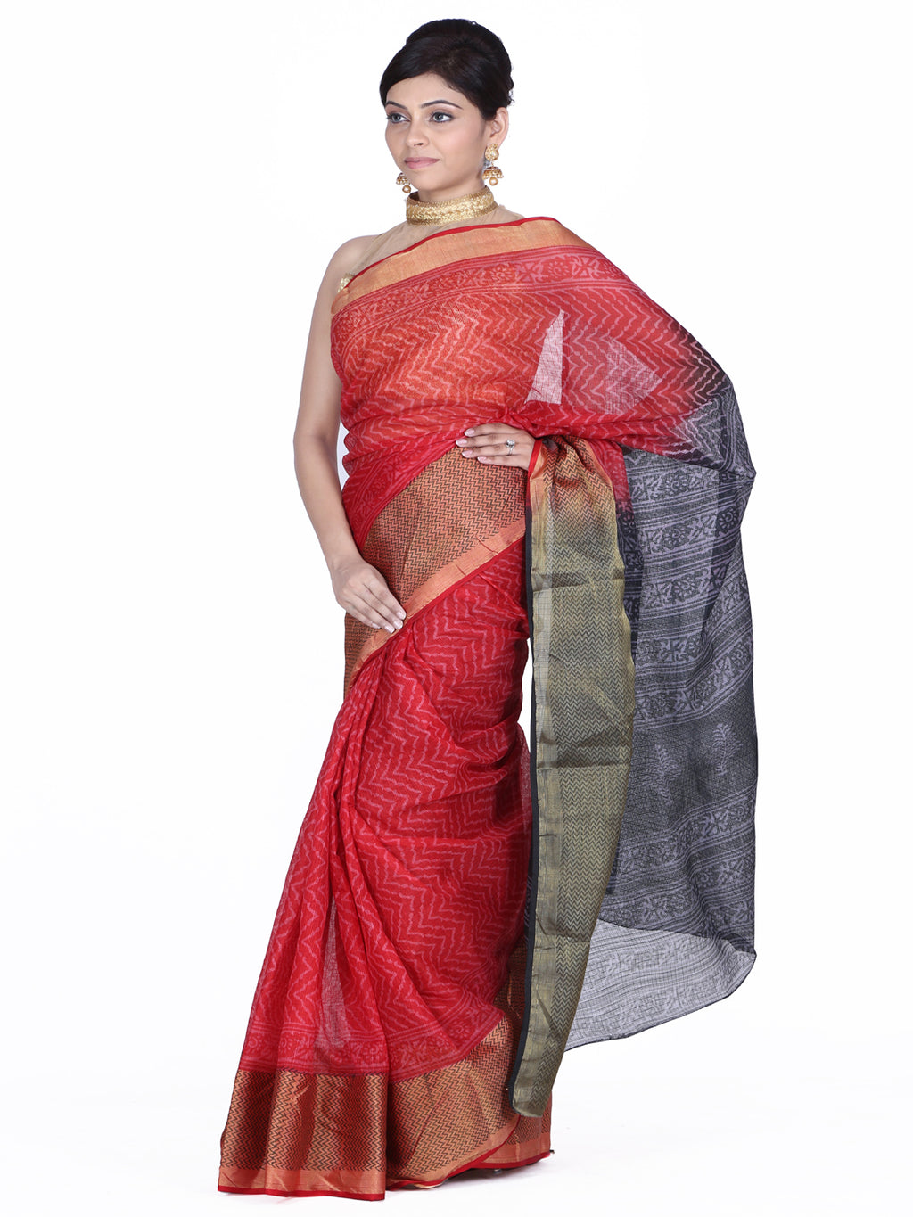 Red Leheriya Art Kota Silk Saree