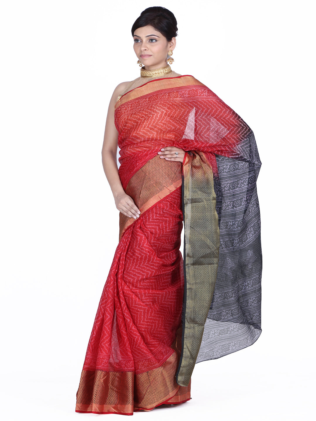 Red Leheriya Art Kota Silk Saree