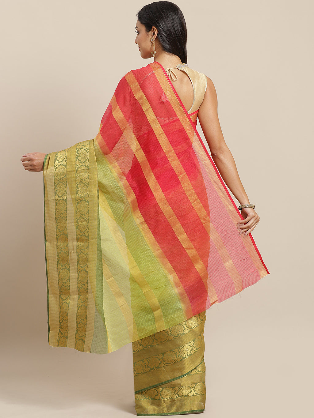 Green Zari Work Art Silk Saree