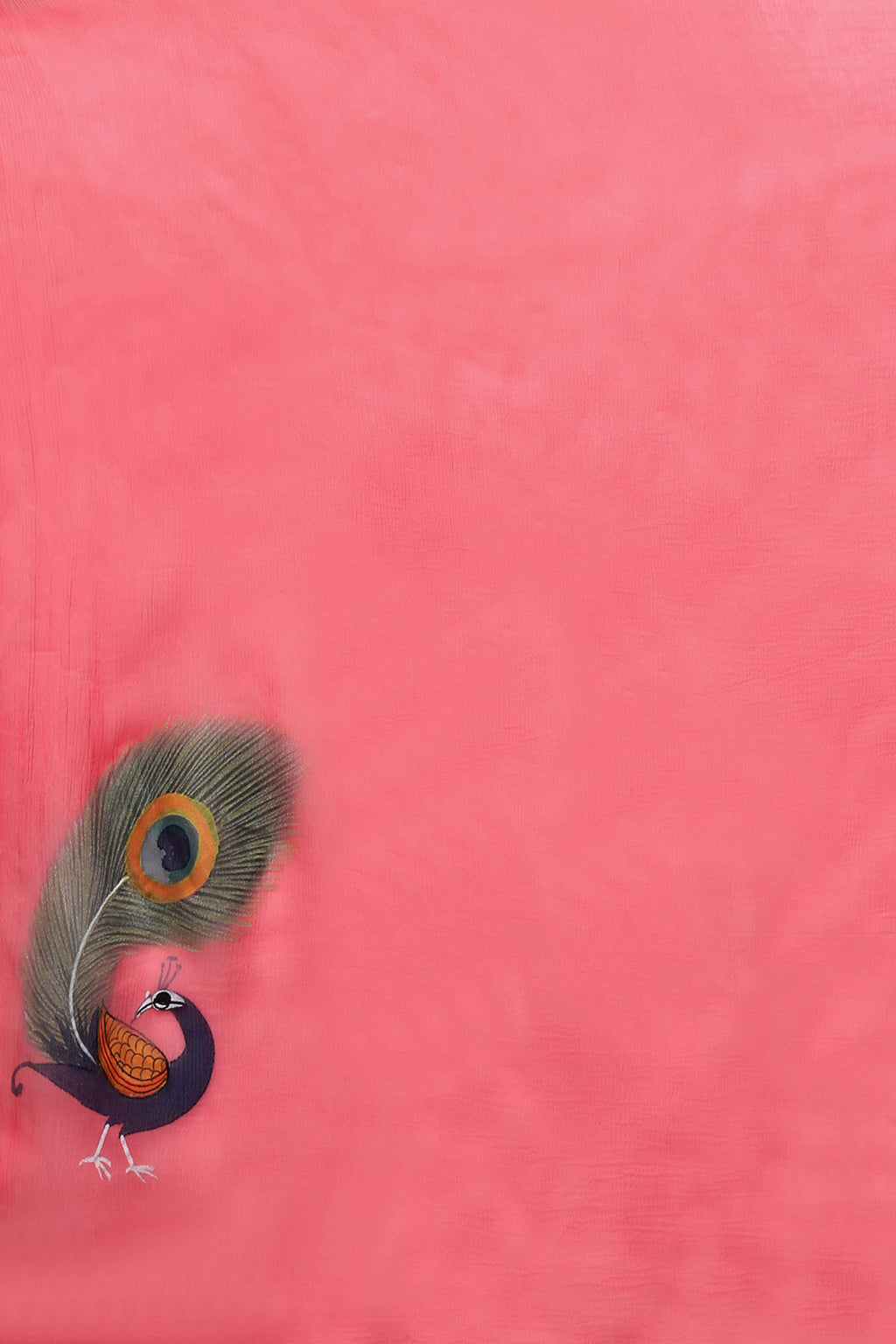 Pink Hand Painted Floral Chiffon Saree