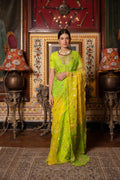 Green Shaded Gota Patti Work Chiffon Saree