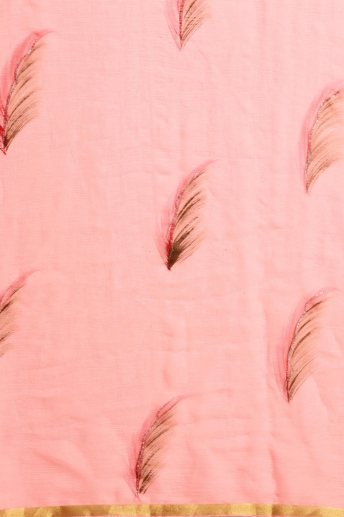 Peach Hand Painted Chiffon Saree