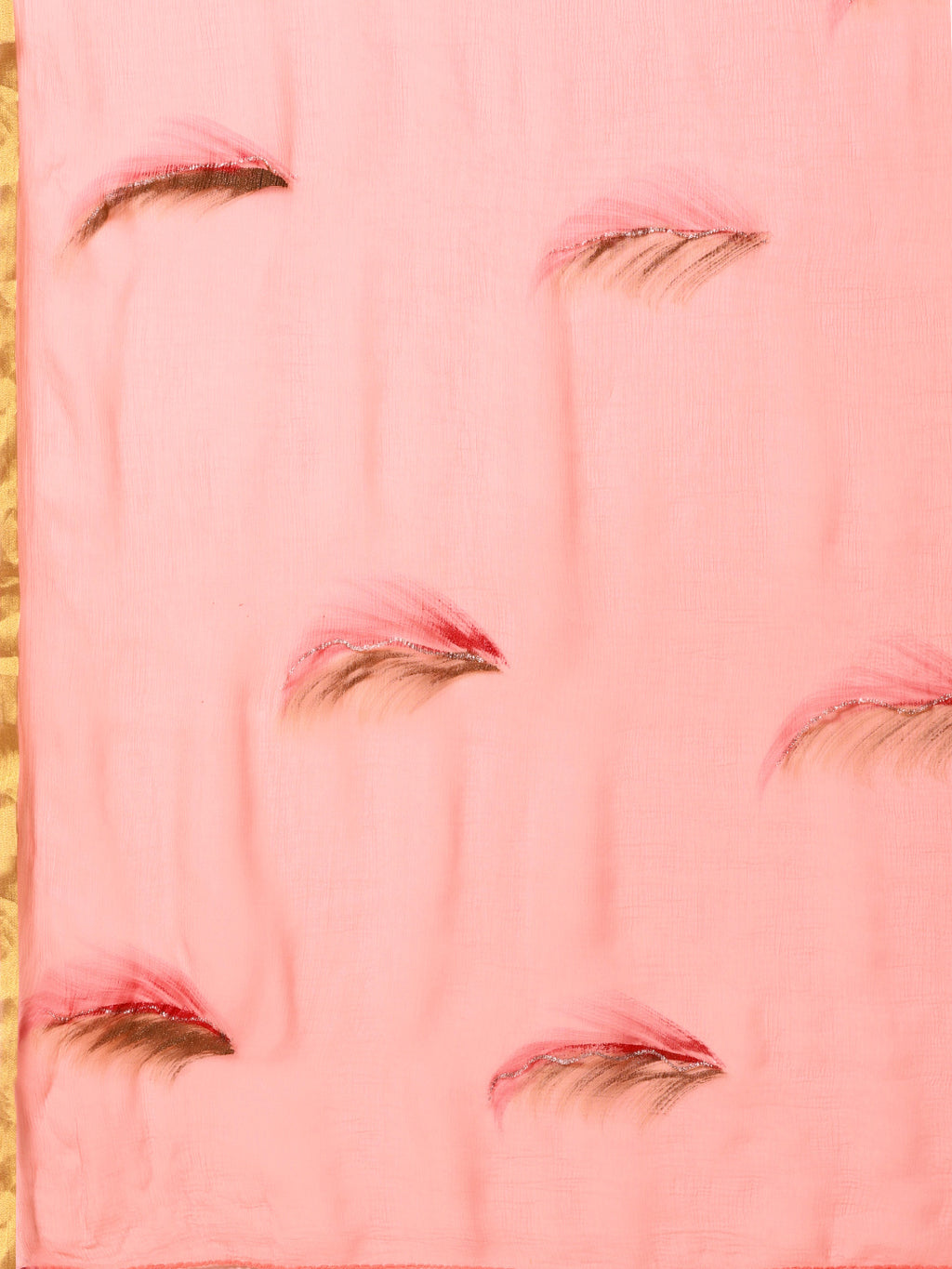 Peach Hand Painted Chiffon Saree