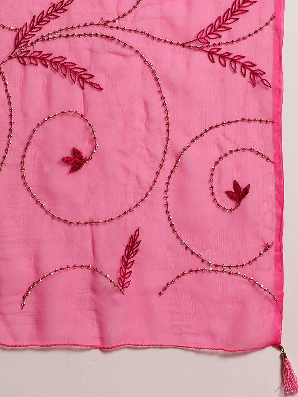 Pink Chiffon Embroidered Saree
