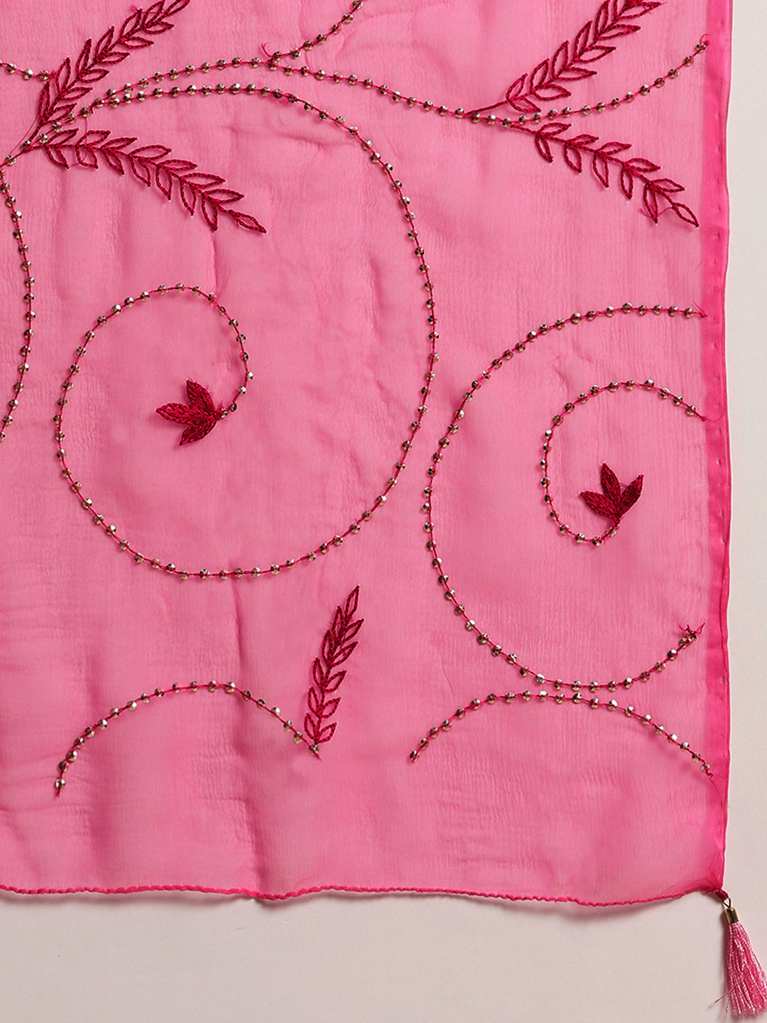 Pink Chiffon Embroidered Saree