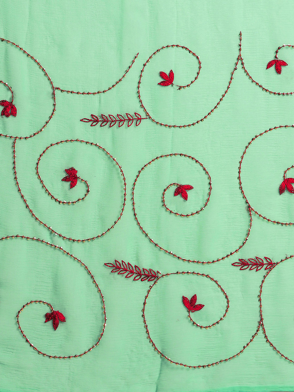 Green Chiffon Embroidered Saree