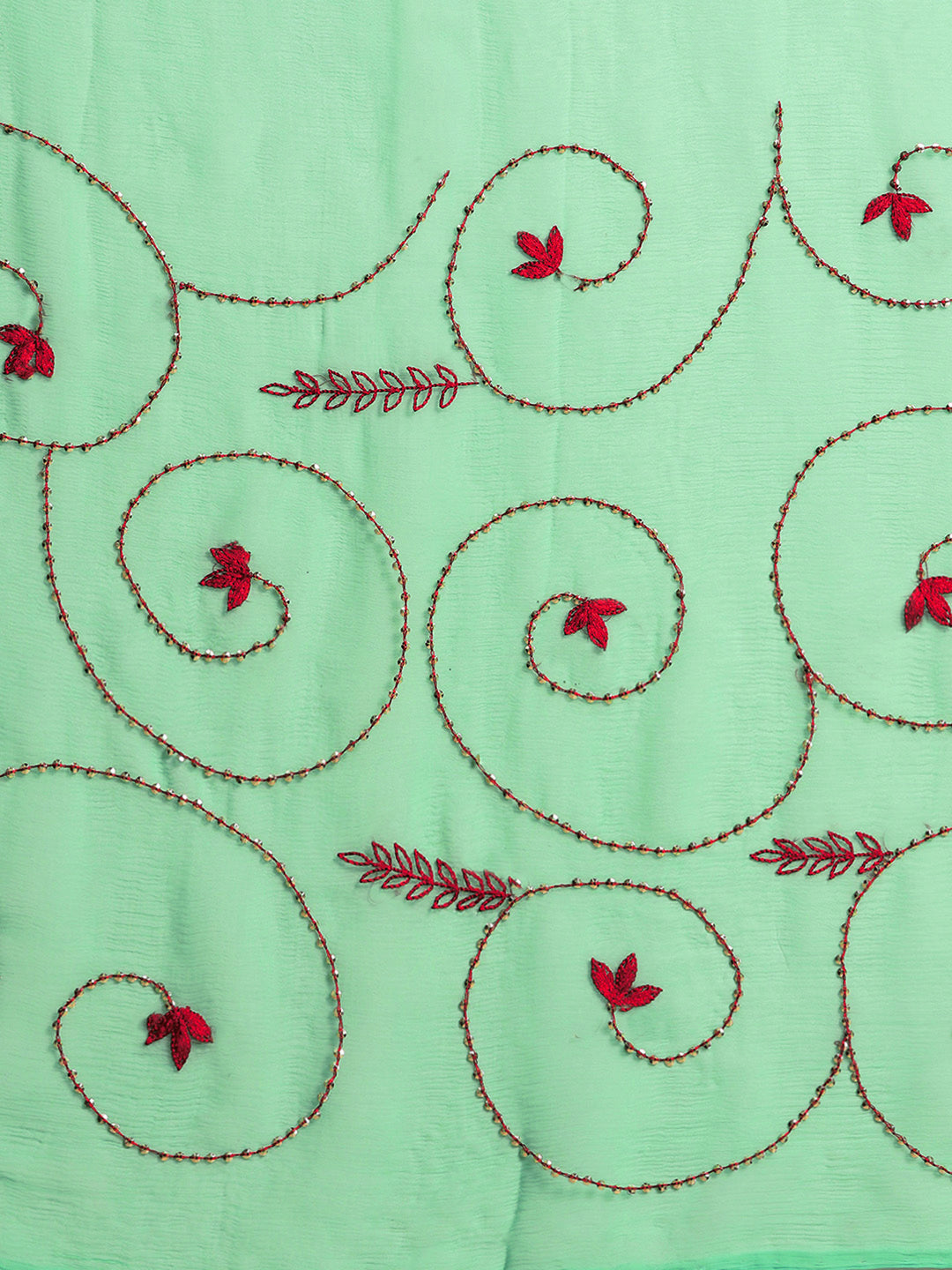 Green Chiffon Embroidered Saree