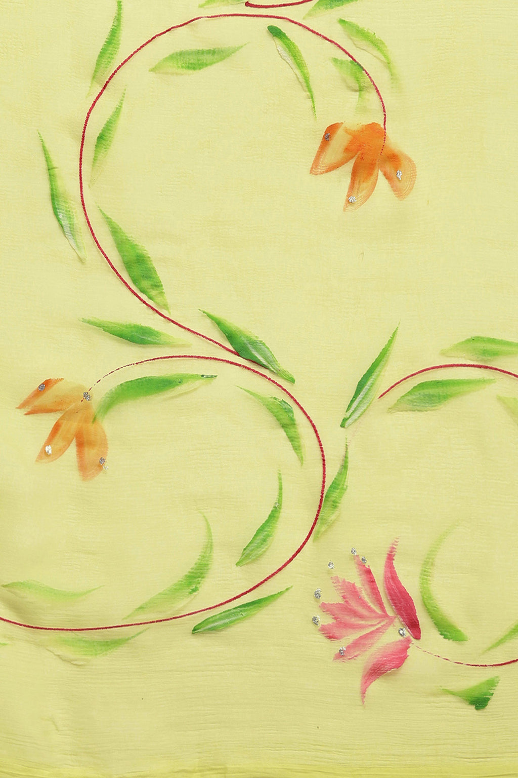 Yellow Hand Painted Chiffon Saree