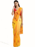 Yellow Shaded Hand Painted Chiffon Saree