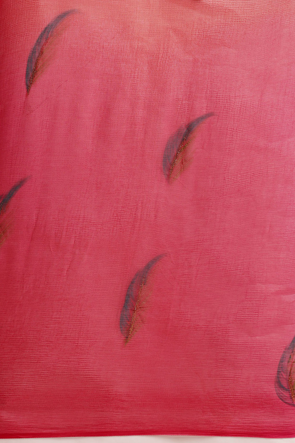 Red Shaded Hand Painted Chiffon Saree