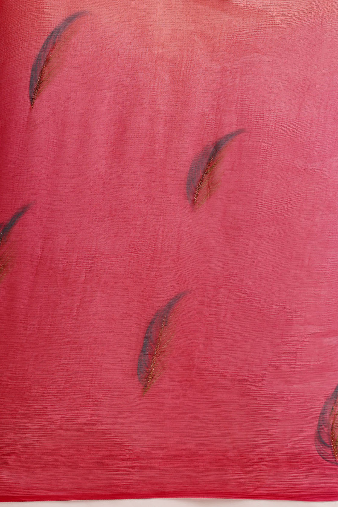 Red Shaded Hand Painted Chiffon Saree
